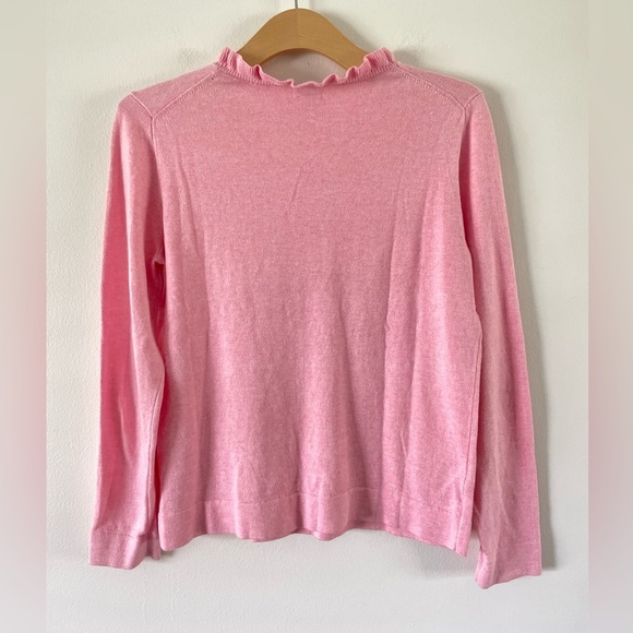 J Crew Ruffle Neck Pink‎ Sweater Size S Preppy J.Crew - Picture 4 of 7